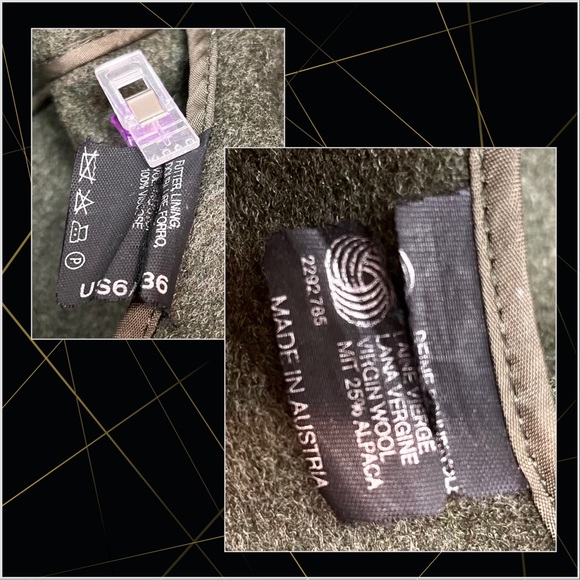 Burberry Vintage Loden Wool Alpaca Coat Austria Cape Back Belted Size 6/36 - Picture 13 of 17